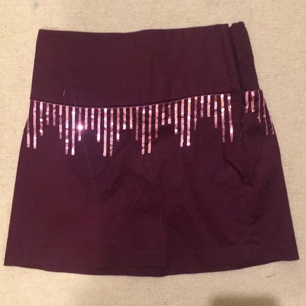 dark pink free people mini skirt with sequins